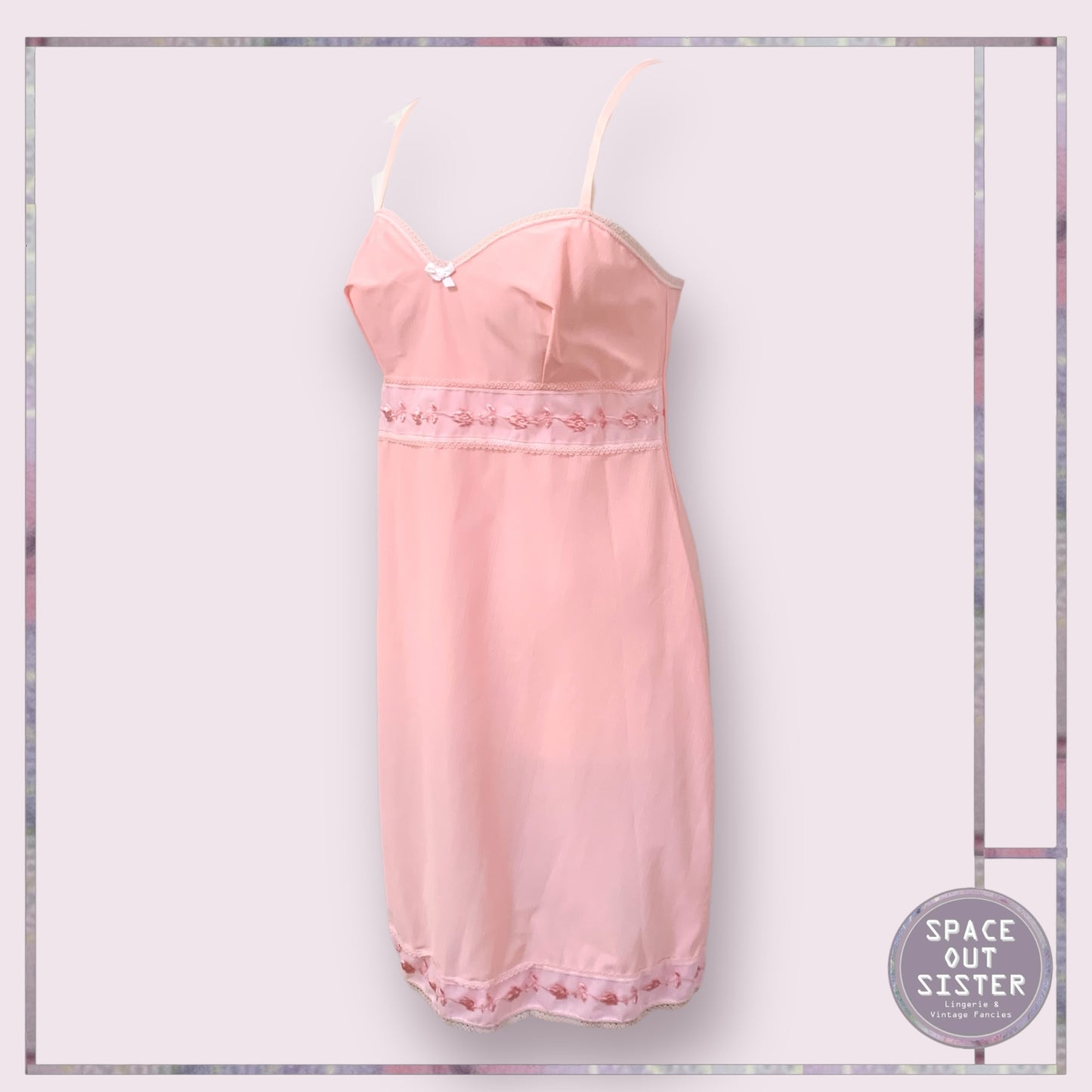 Vintage Embroidered Pink Slip