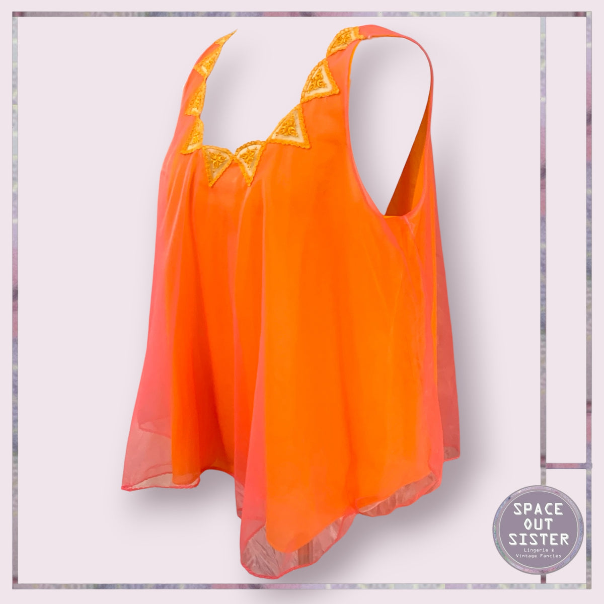 Vintage Neon Orange & Pink Babydoll Bust 36”