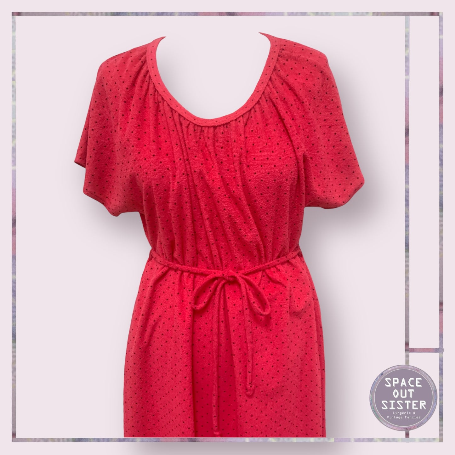 Vintage Cerise Pink Cotton Towelling Dress