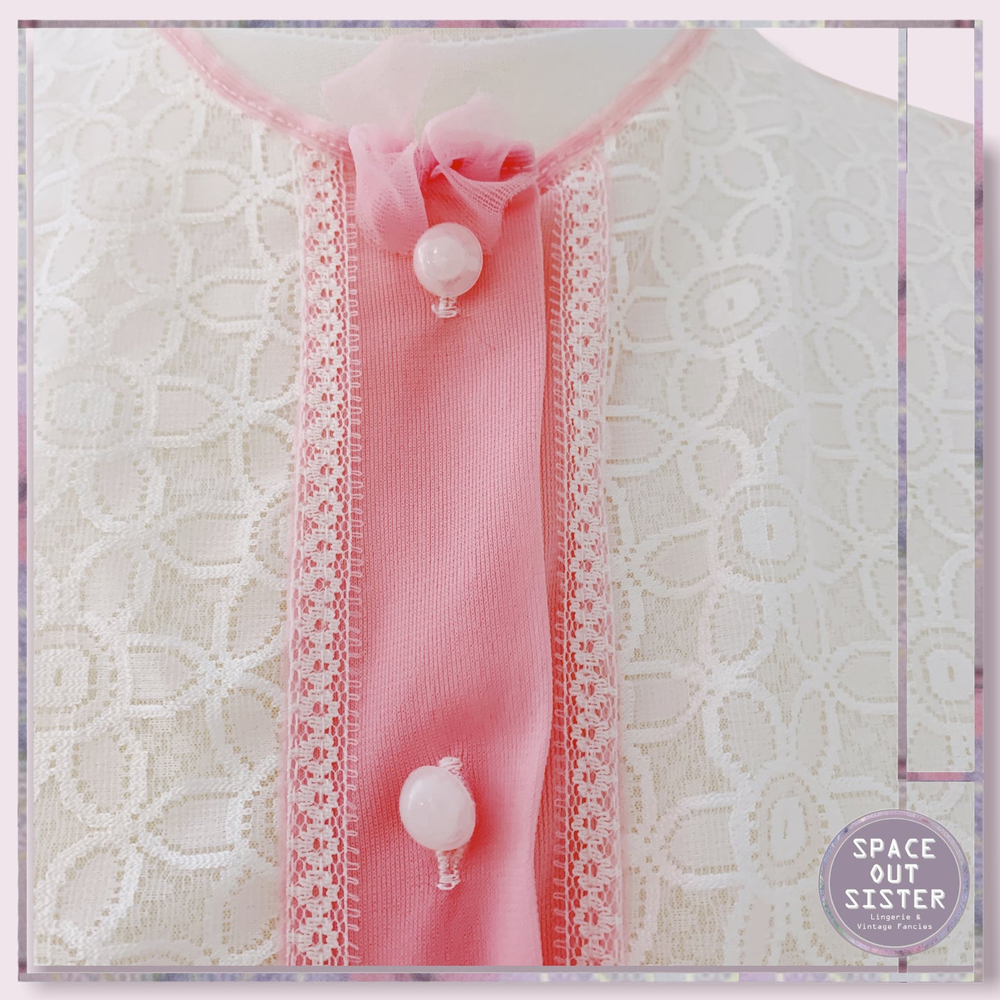 Vintage Lace and Bubblegum Pink Lingerie Top
