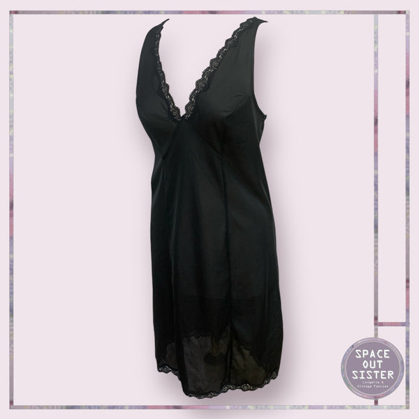 Vintage Plunge V Neck Black Slip