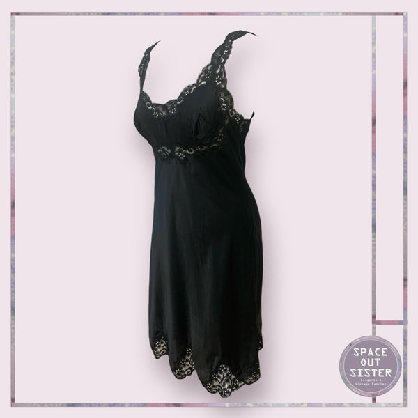 Vintage Black Lace Strap Slip
