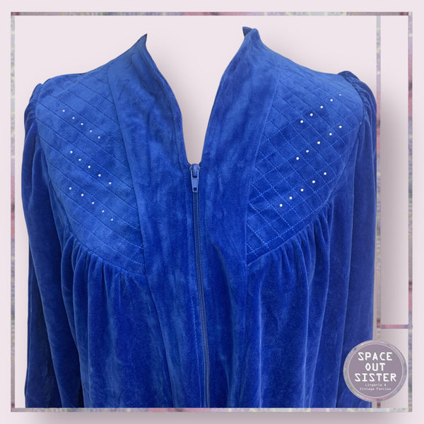 Vintage NOS Blue Velour Robe