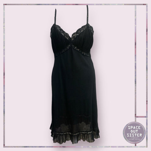 Vintage Accordion Pleat Black Slip