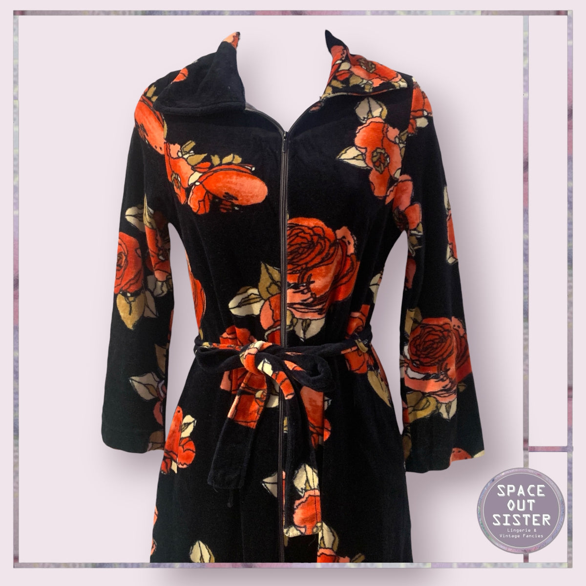 Vintage Cotton Rose Zip Robe