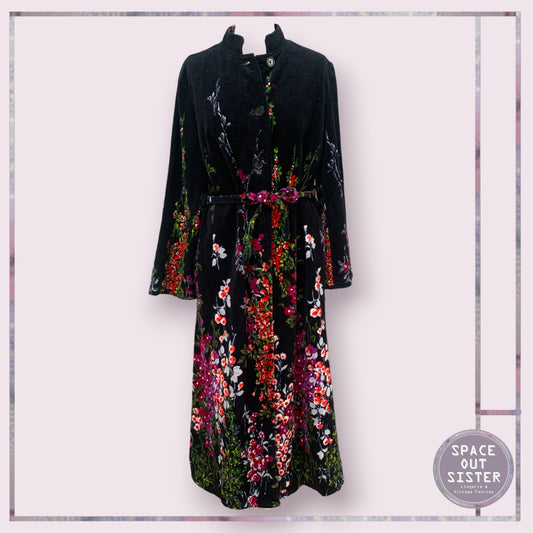Vintage Cotton Navy Flower Robe