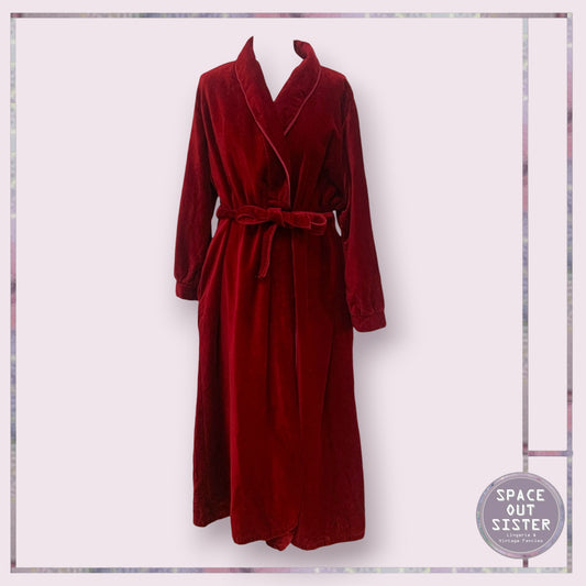 Vintage Velour Burgundy Robe