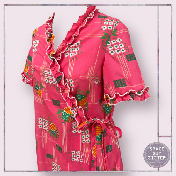 Vintage Cerise Print Short Robe