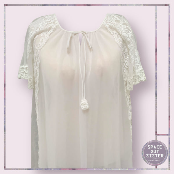 Vintage White Chiffon Negligee