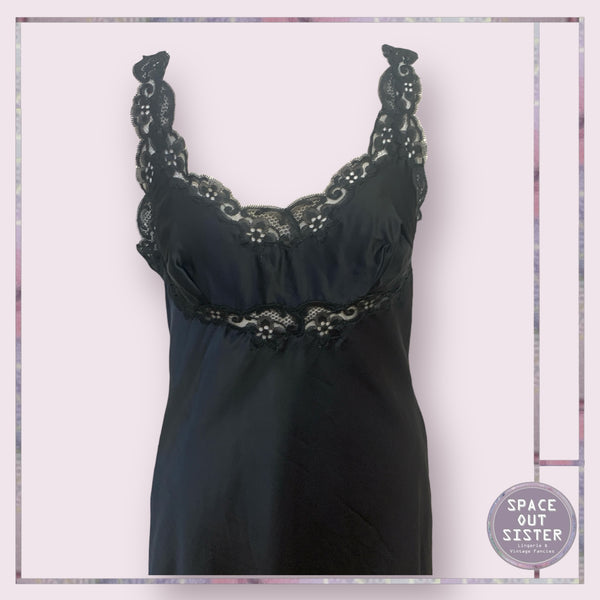 Vintage Black Lace Strap Slip