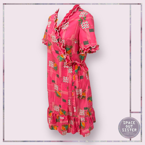 Vintage Cerise Print Short Robe