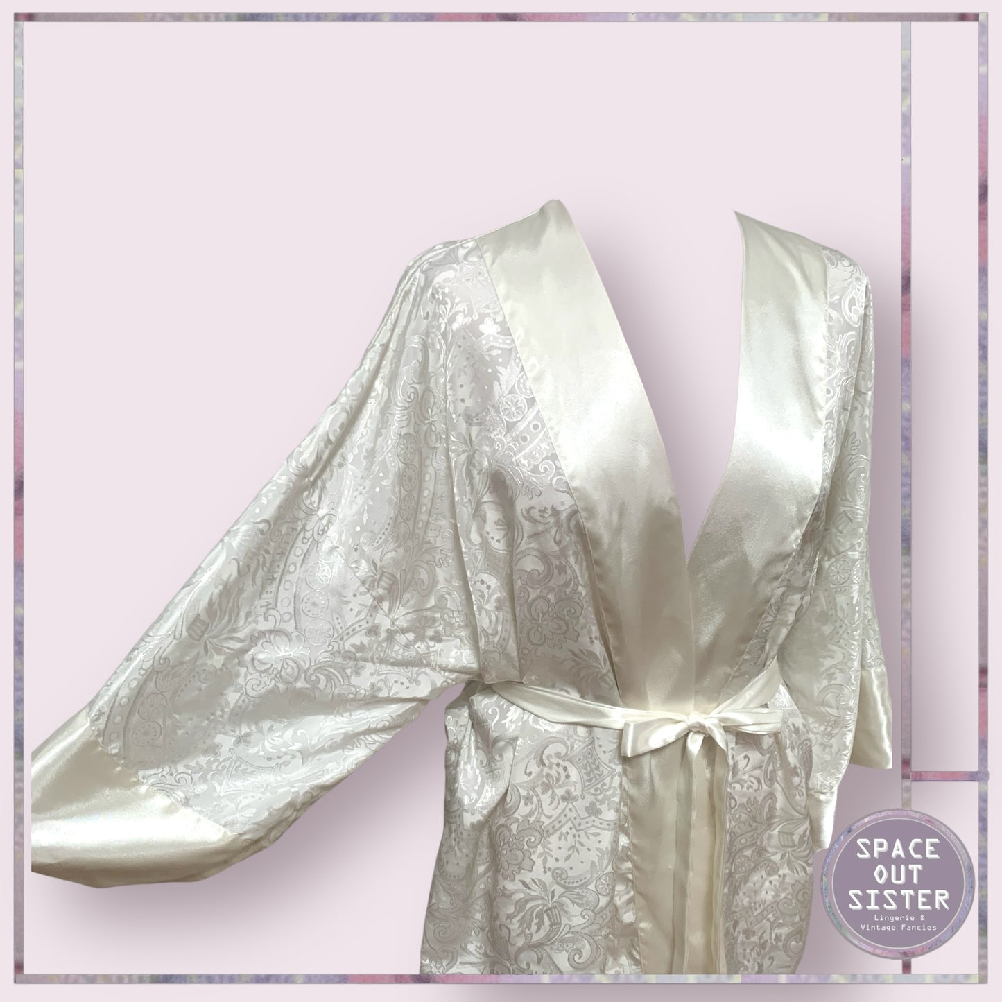 White Embossed Satin Robe