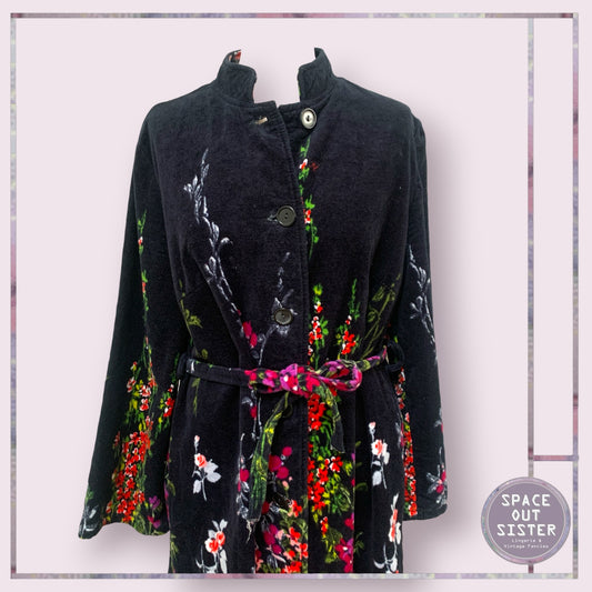 Vintage Cotton Navy Flower Robe