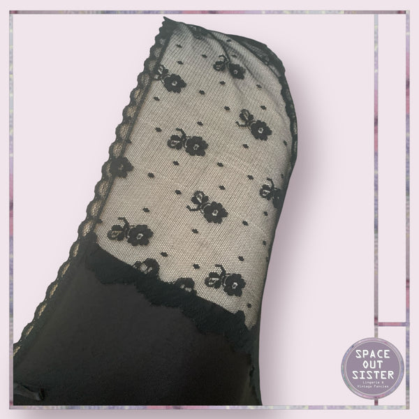 Vintage Black Full Split Nightdress