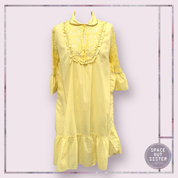 Vintage Beaded Flounce Lace Sleeve Nightdress