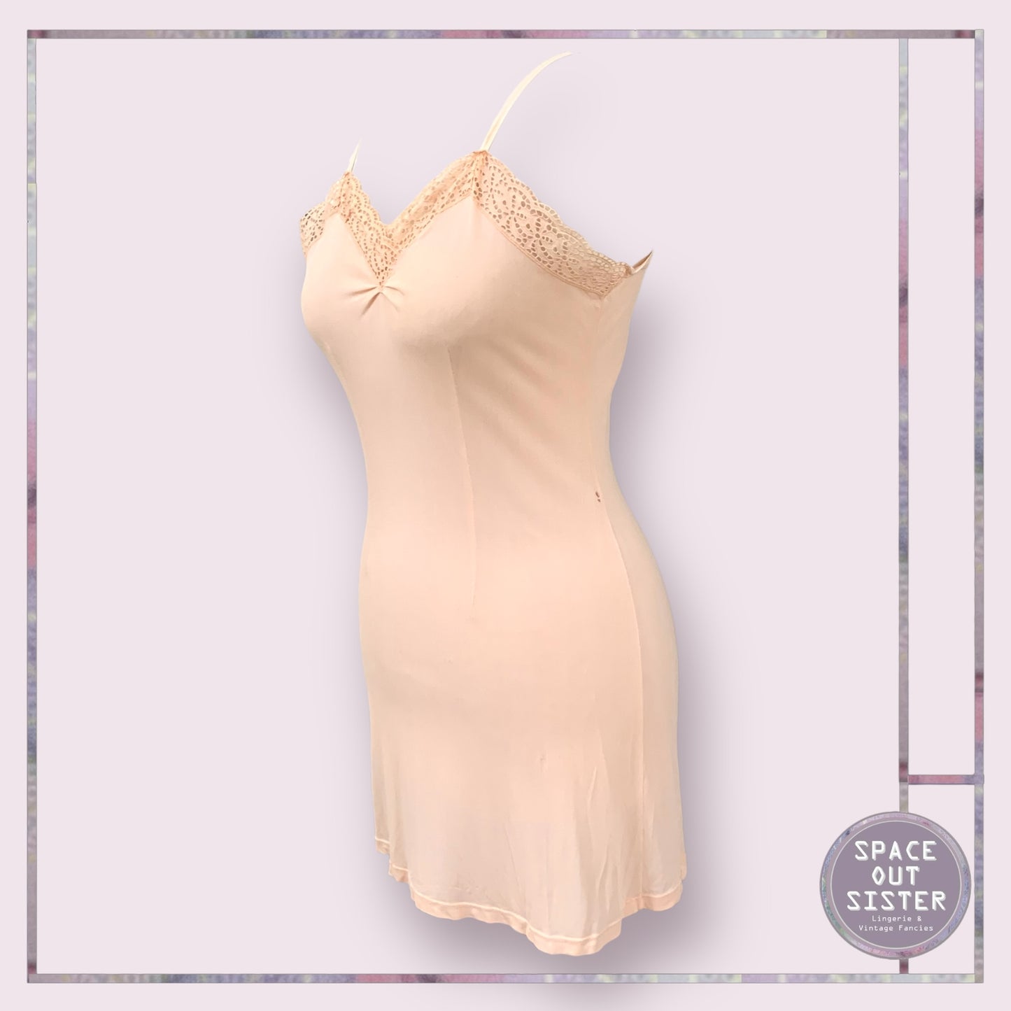 Vintage Peach Tricot Mini Slip