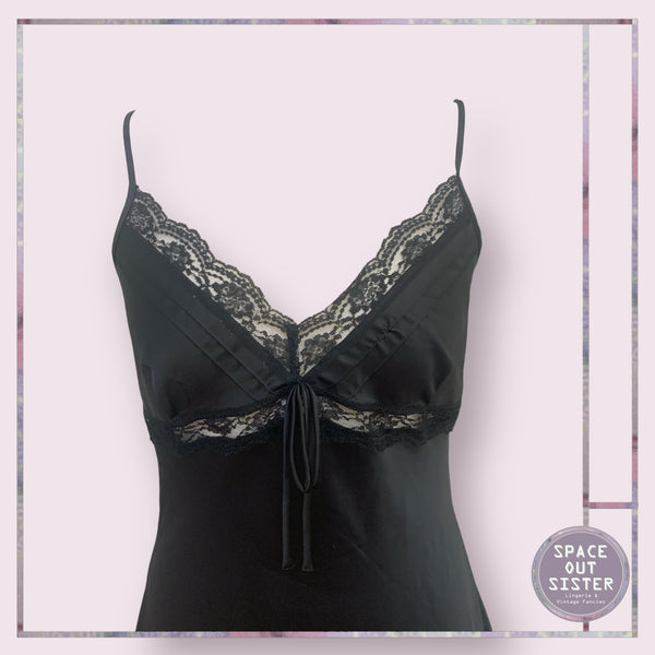 TCM Black Lace Trim Slip Dress