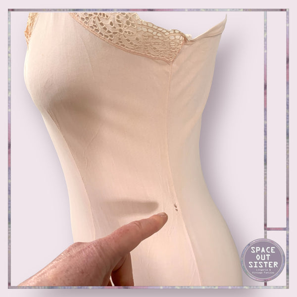 Vintage Peach Tricot Mini Slip