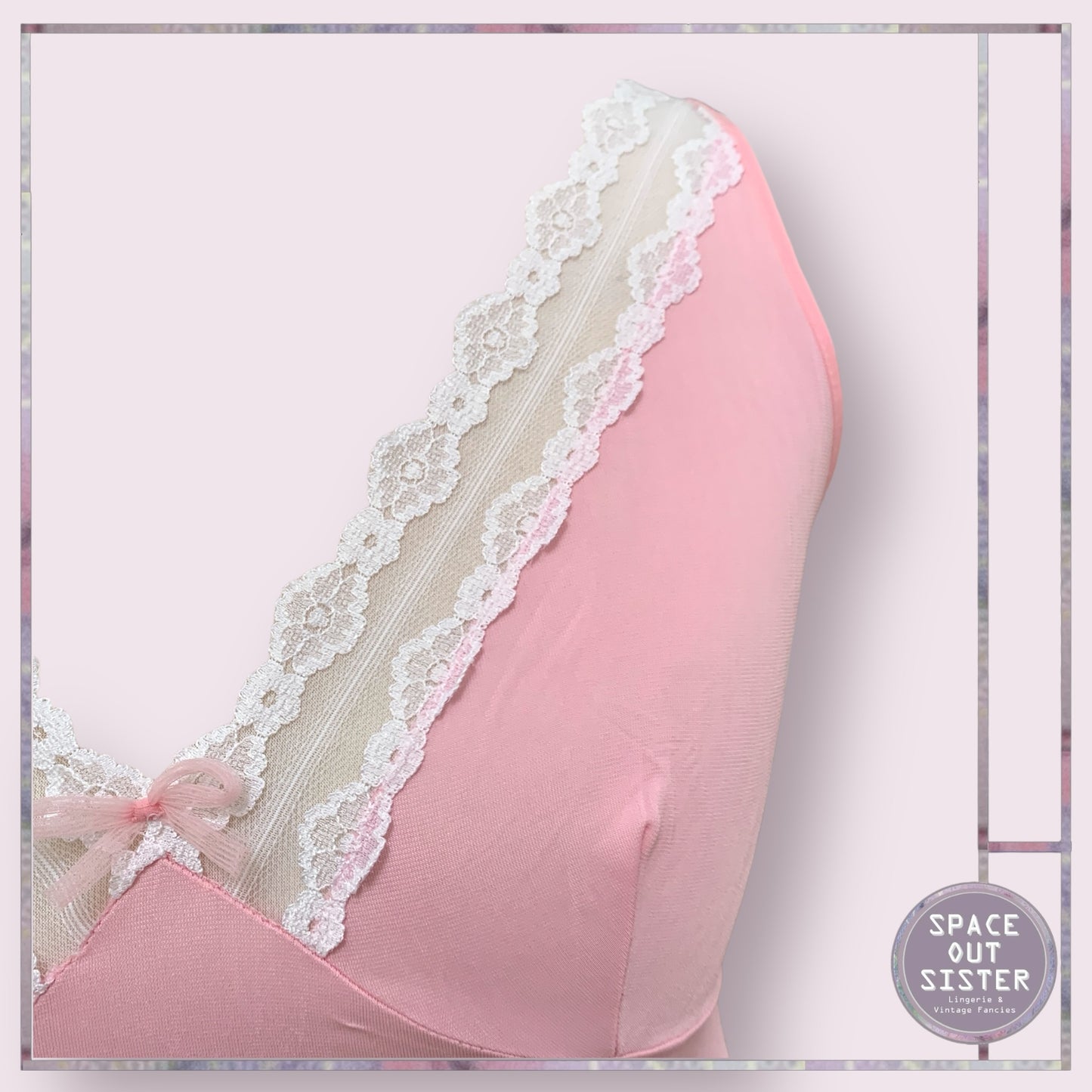 Vintage V Neck Pink & White Slip