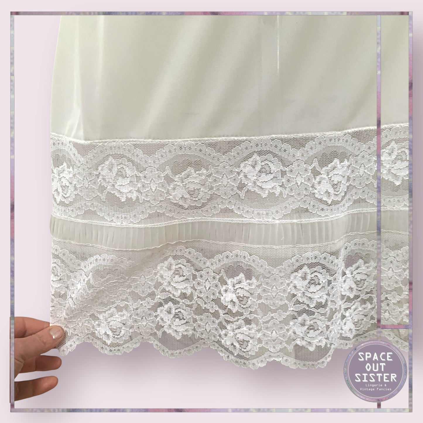 Vintage Ivory Deep Lace Hem Slip
