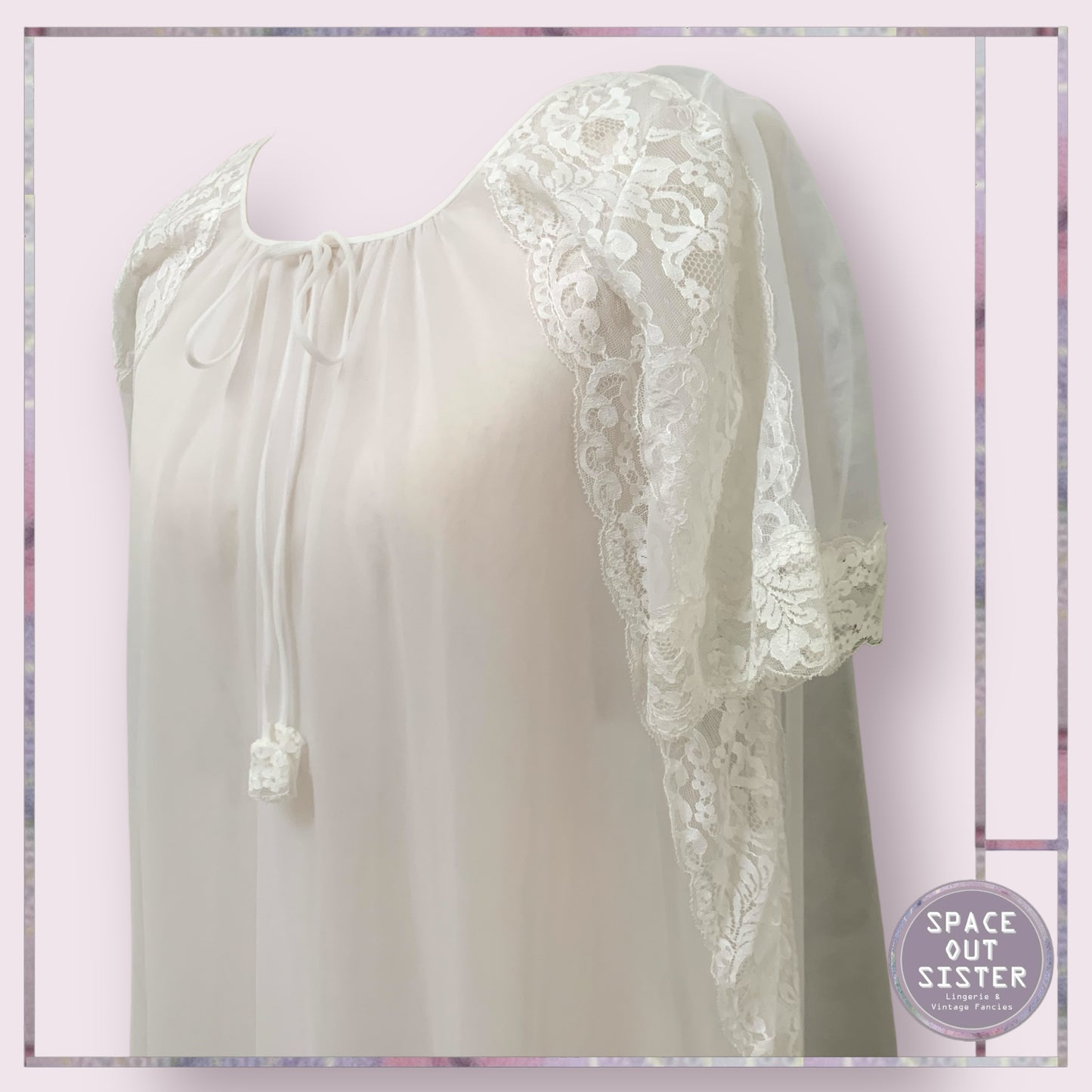 Vintage White Chiffon Negligee