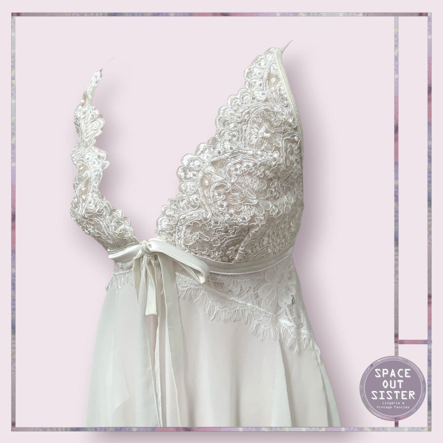 Ribbon Tie Open White Nightdress