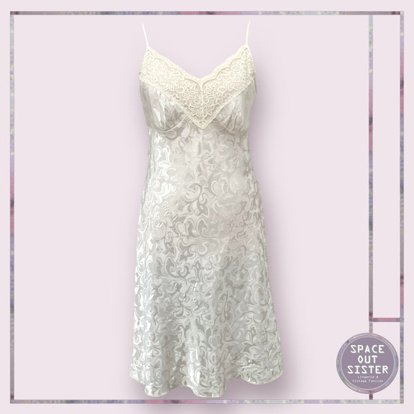 Vintage Embossed Satin Slip Dress