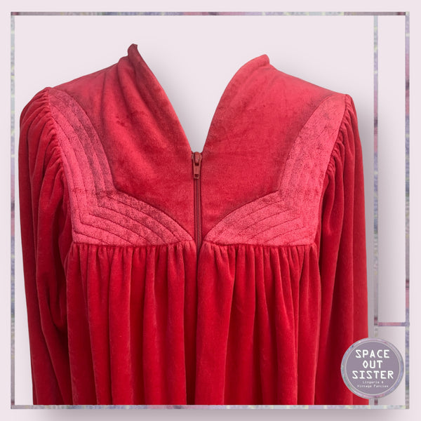 Vintage Caroline Cerise Velour Robe