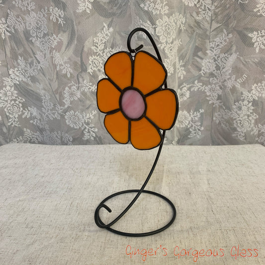 Retro Orange Flower by Ginger's Gorgeous Glass