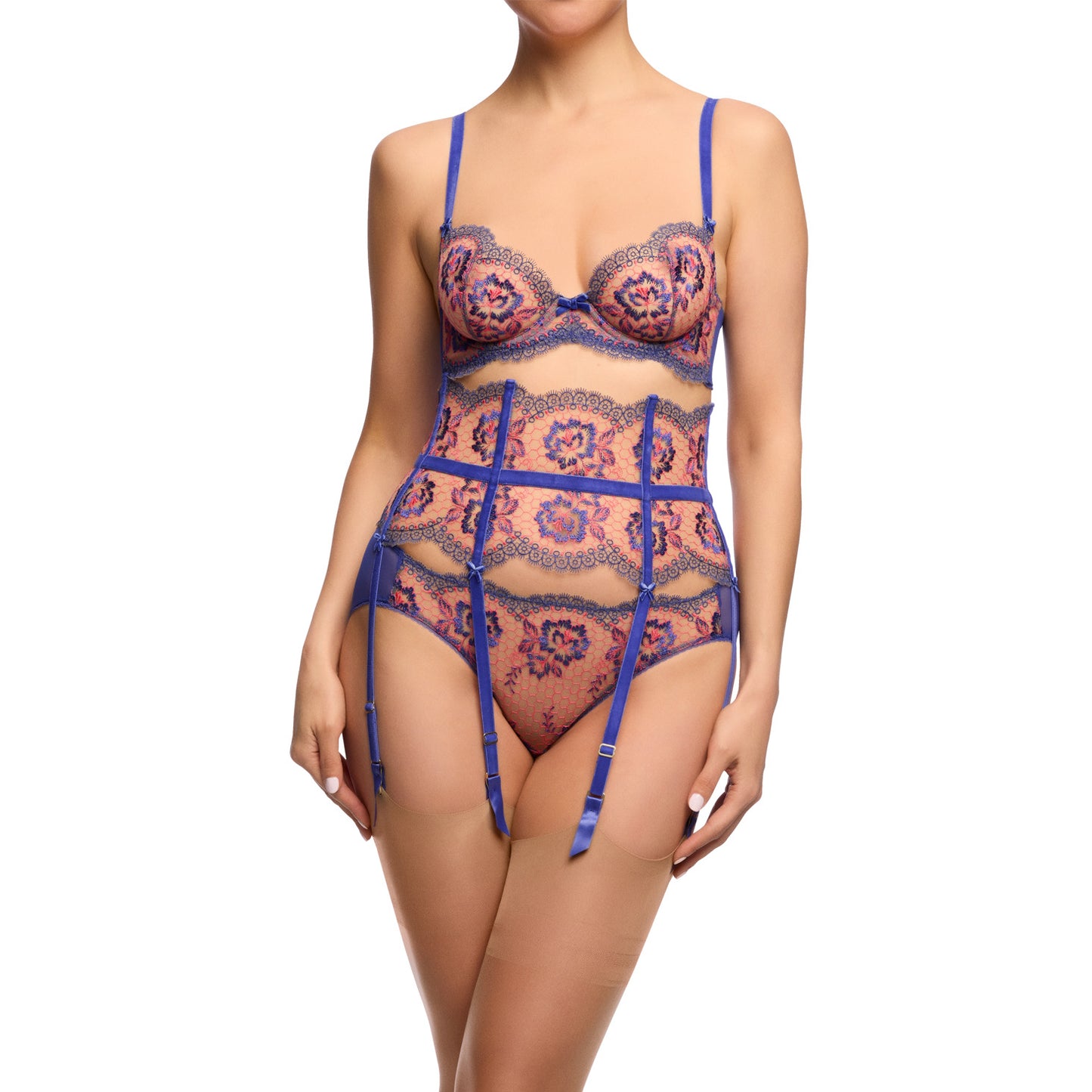 New Evelina Cobalt & Coral Bra by Dita Von Teese