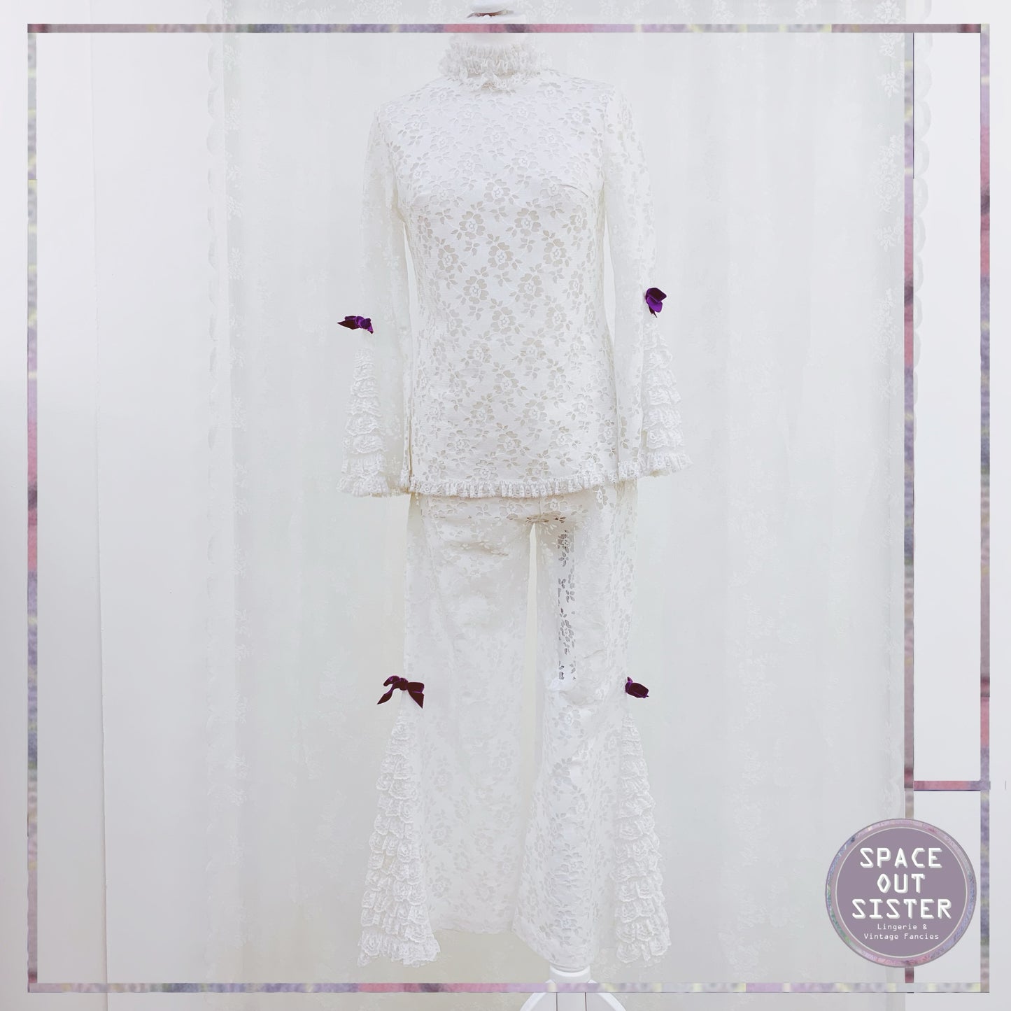 1960s Lace White Pyjama Set