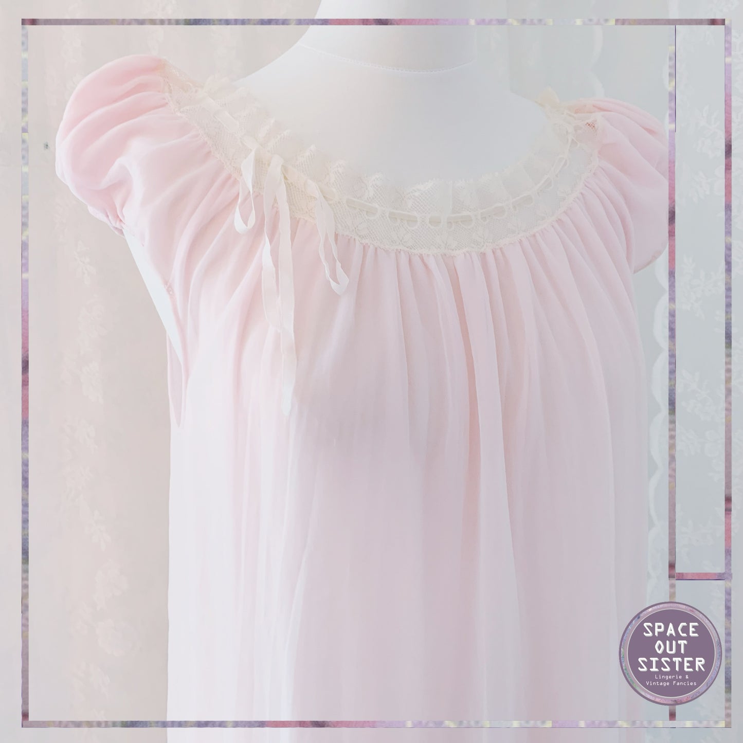 1950s Feather Soft Petal Pink Nightdress