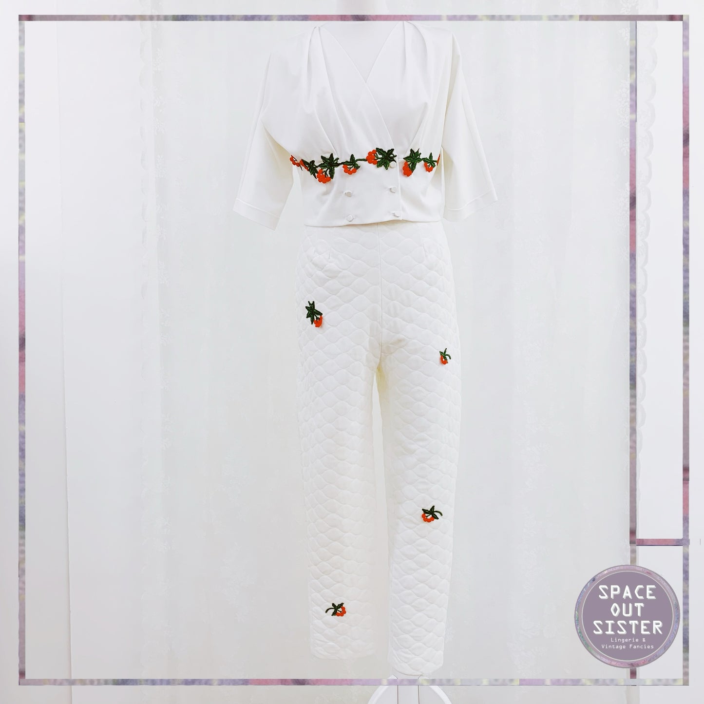 1950s Quilted Cherry Two Piece