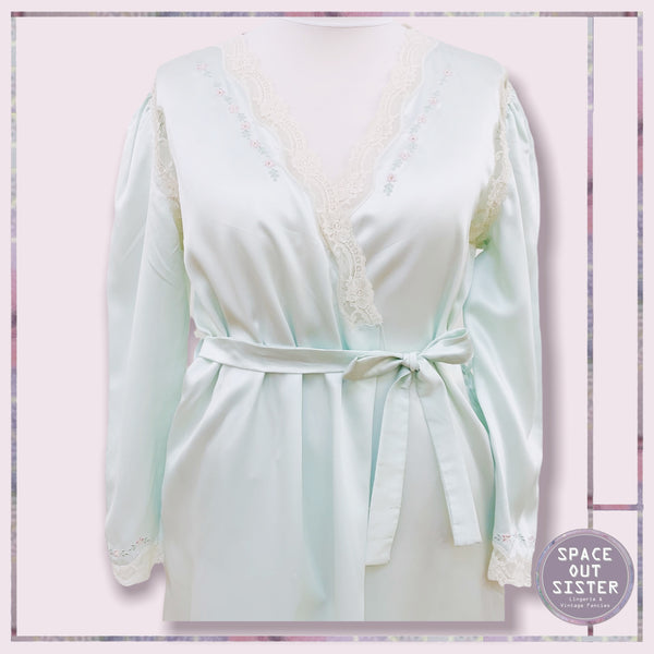 1980s Vintage Blush Green Robe